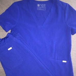 Deep royal blue FIGS scrub set size small